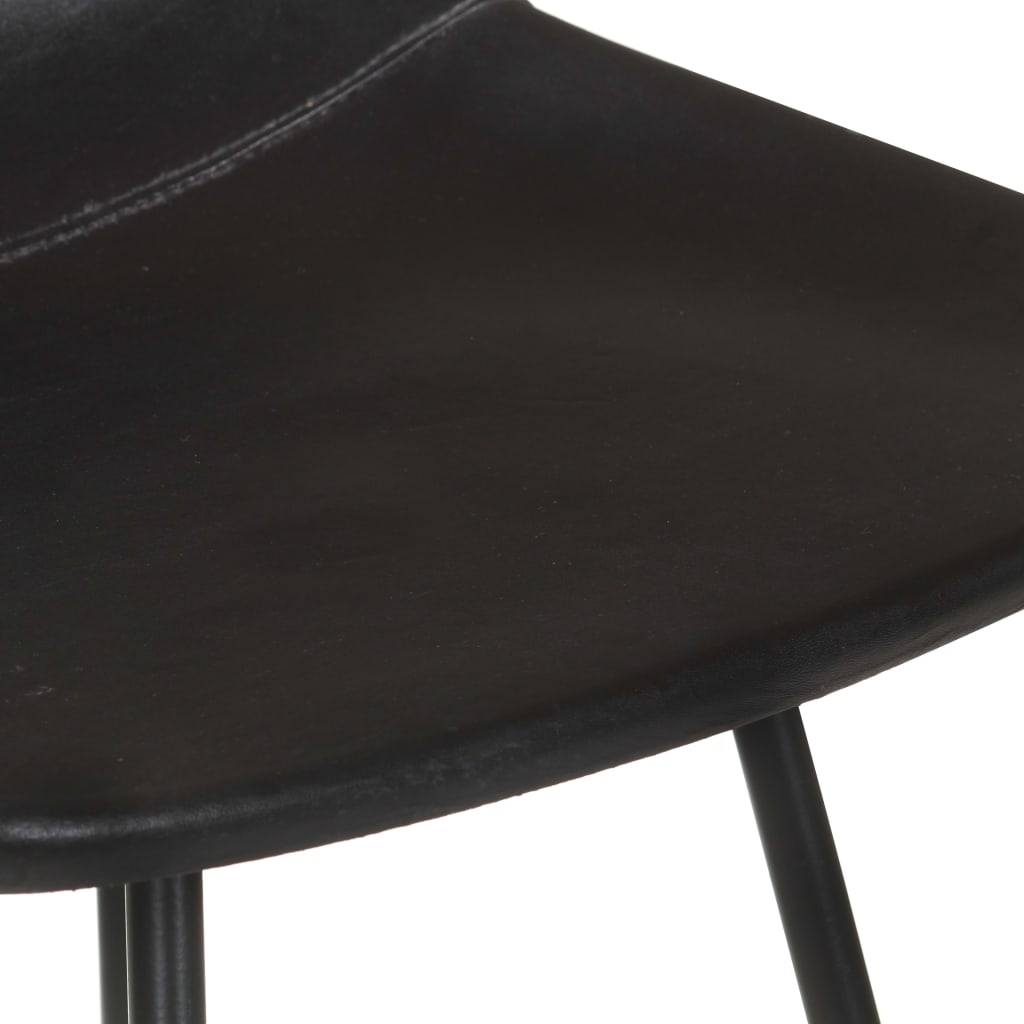 Bar Stools 4 pcs Black Real Leather - Newstart Furniture