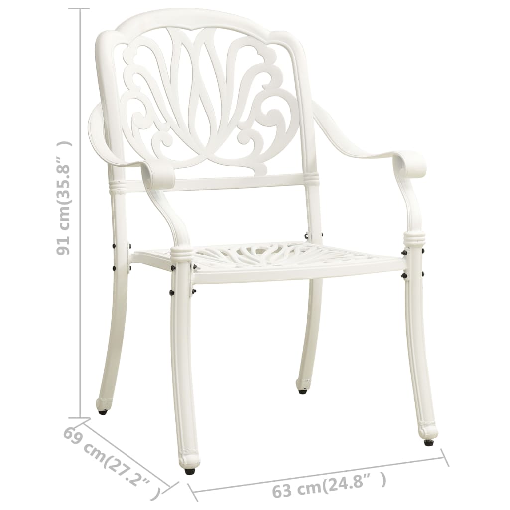Garden Chairs 2 pcs Cast Aluminium White - Newstart Furniture