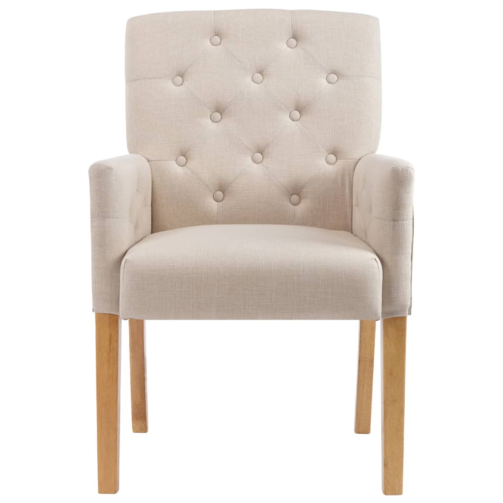 Dining Chairs with Armrests 2 pcs Beige Fabric - Newstart Furniture