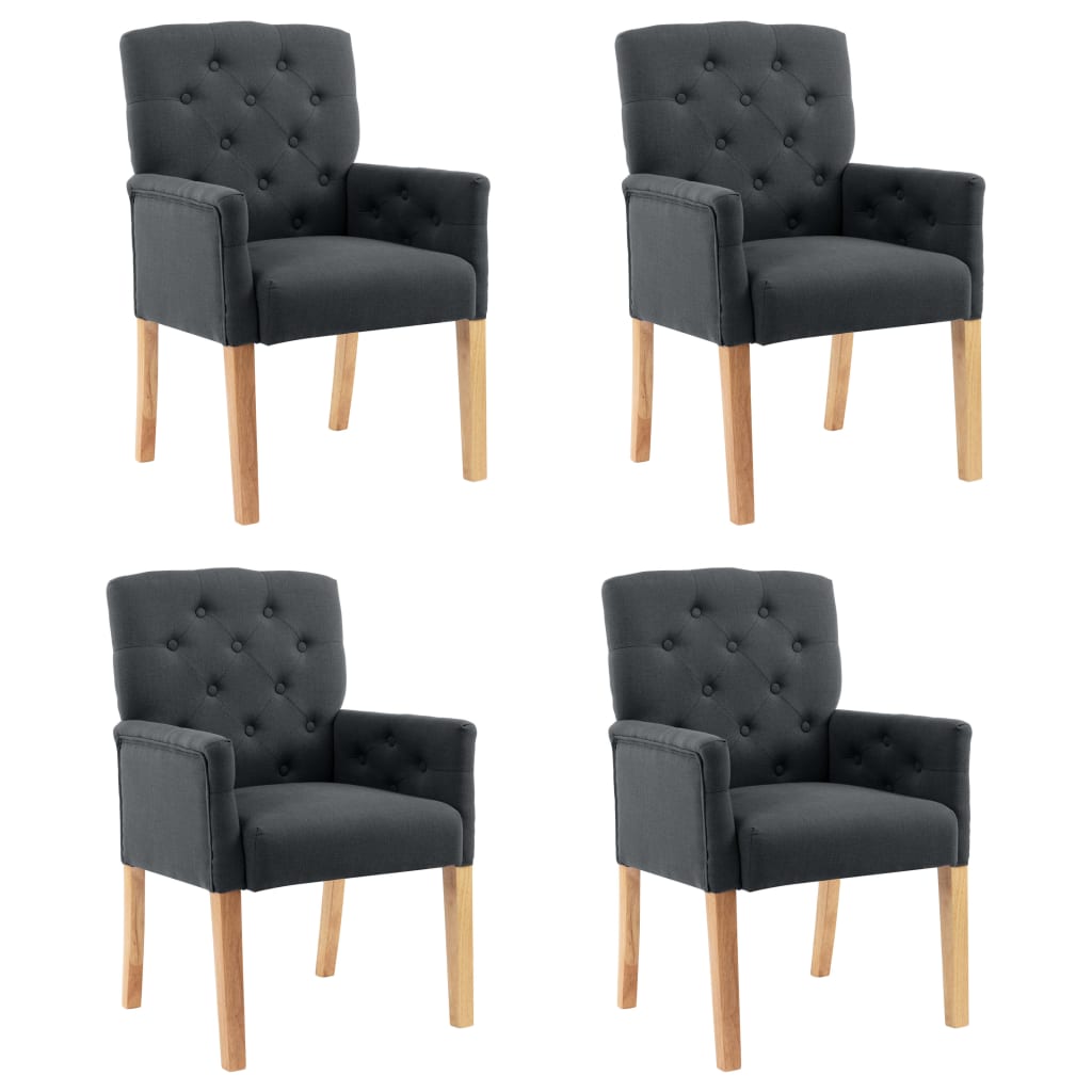 Dining Chairs with Armrests 4 pcs Grey Fabric - Newstart Furniture