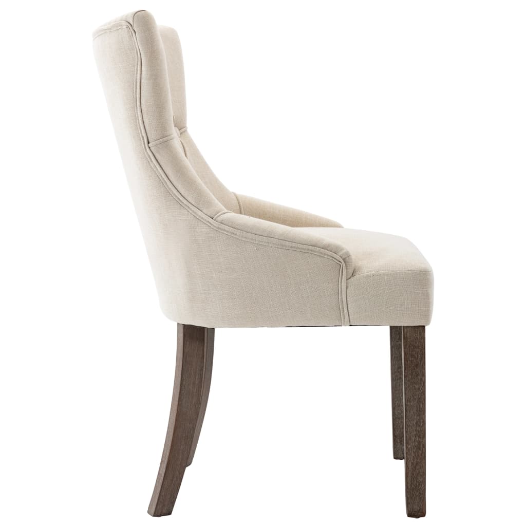 Dining Chairs 6 pcs Beige Fabric - Newstart Furniture