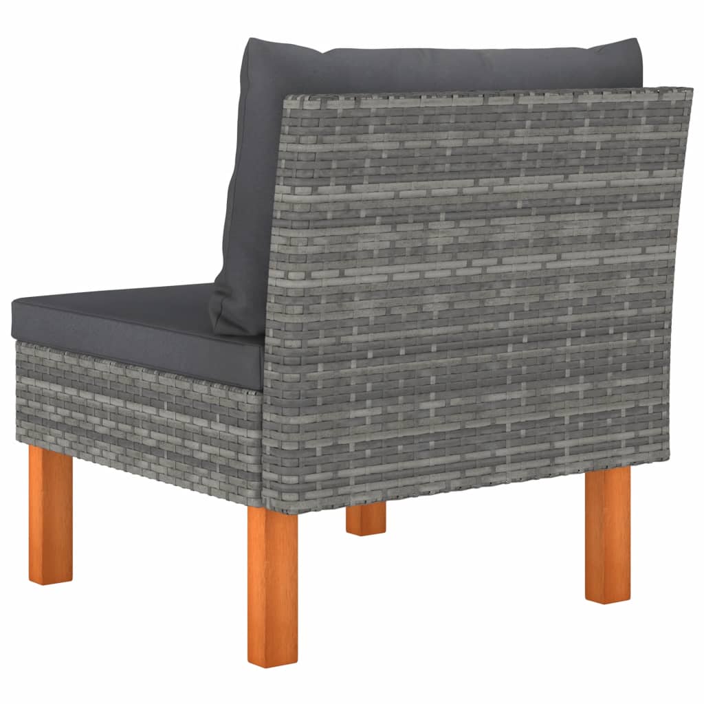 Middle Sofa Poly Rattan and Solid Eucalyptus Wood - Newstart Furniture