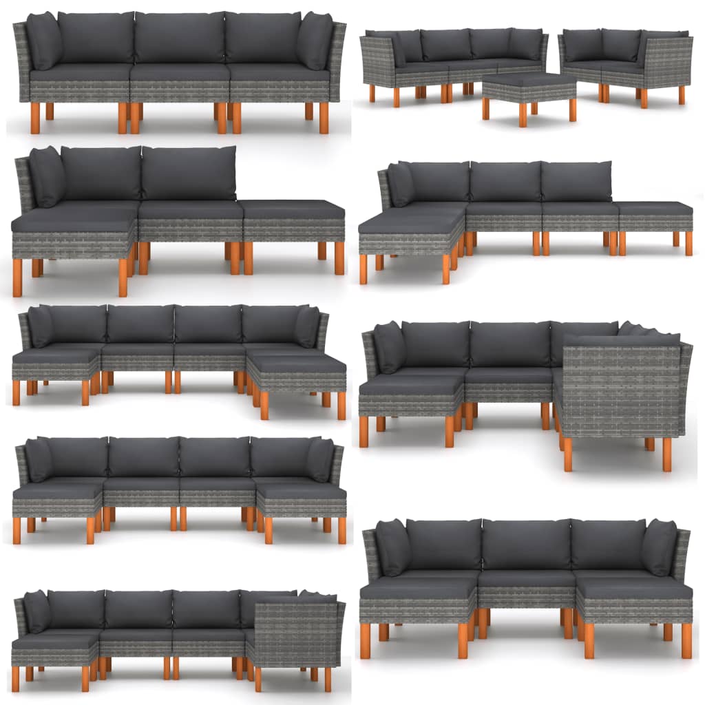 Middle Sofa Poly Rattan and Solid Eucalyptus Wood - Newstart Furniture