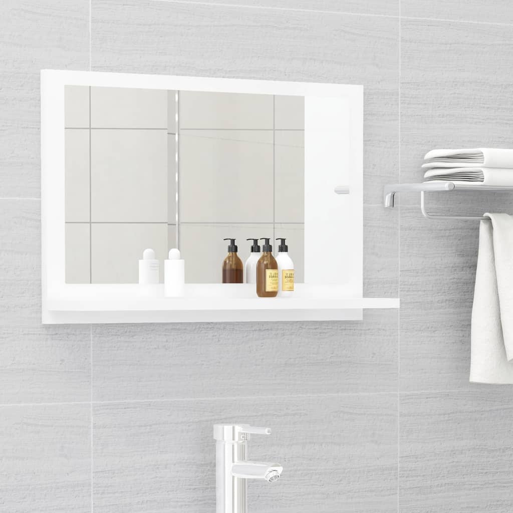 Bathroom Mirror High Gloss White 60x10.5x37 cm Engineered Wood - Newstart Furniture