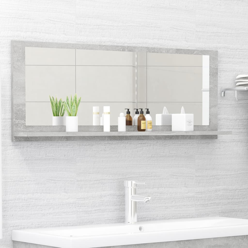 Bathroom Mirror Concrete Grey 100x10.5x37 cm Engineered Wood - Newstart Furniture