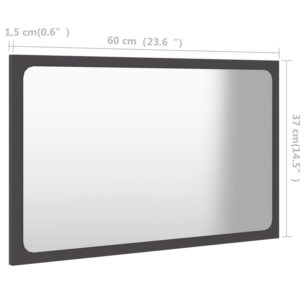 Bathroom Mirror Grey 60x1.5x37 cm Engineered Wood - Newstart Furniture