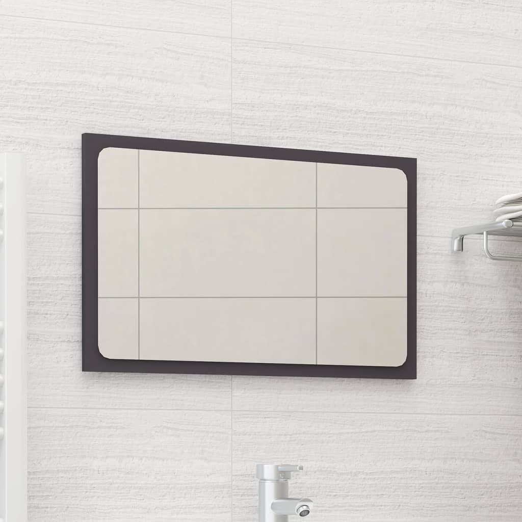 Bathroom Mirror Grey 60x1.5x37 cm Engineered Wood - Newstart Furniture