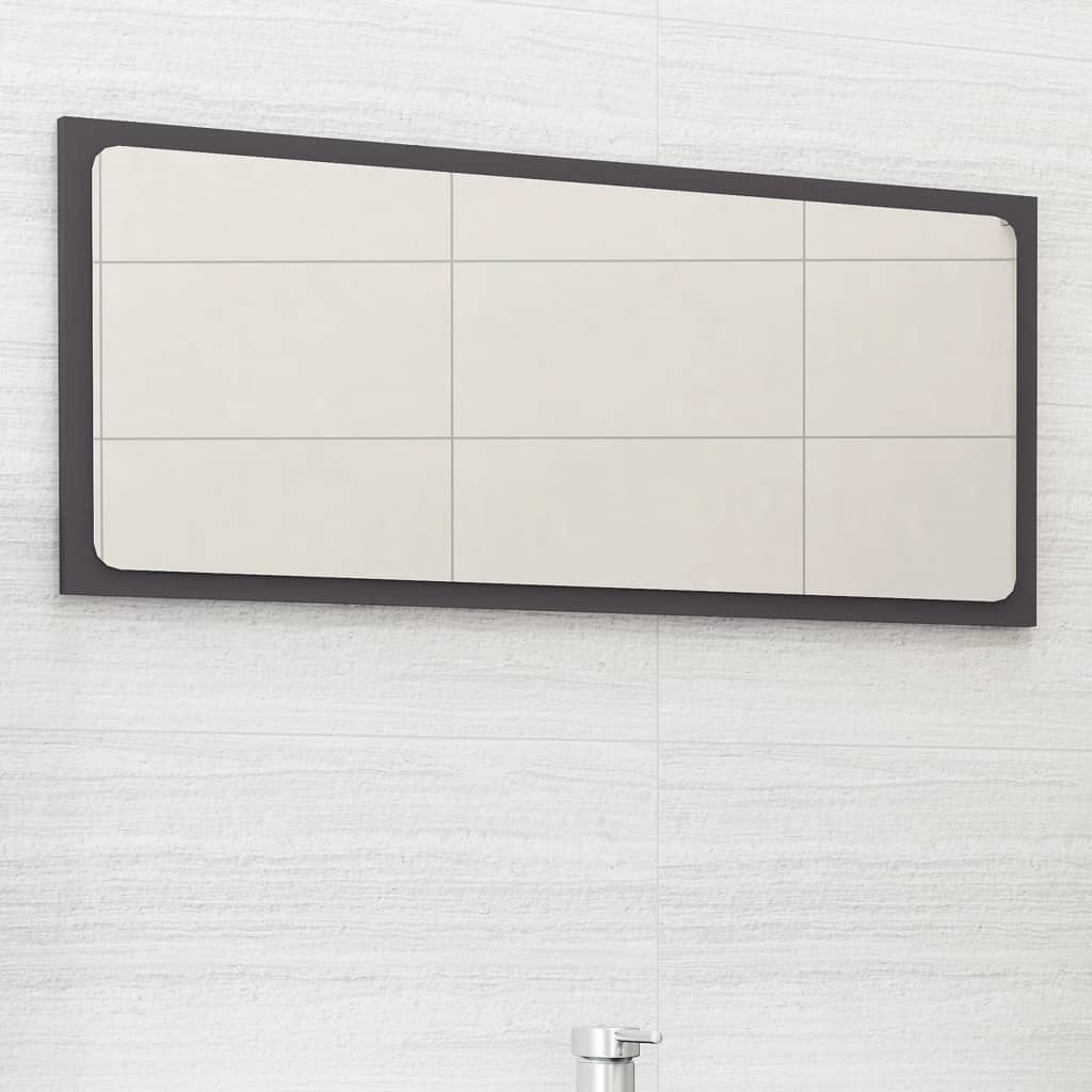 Bathroom Mirror Grey 80x1.5x37 cm Engineered Wood - Newstart Furniture