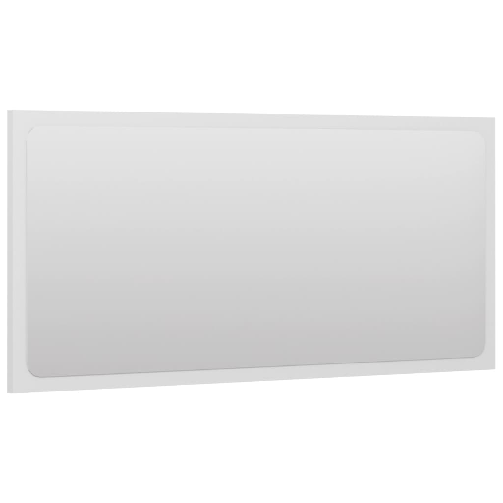 Bathroom Mirror High Gloss White 80x1.5x37 cm Engineered Wood - Newstart Furniture