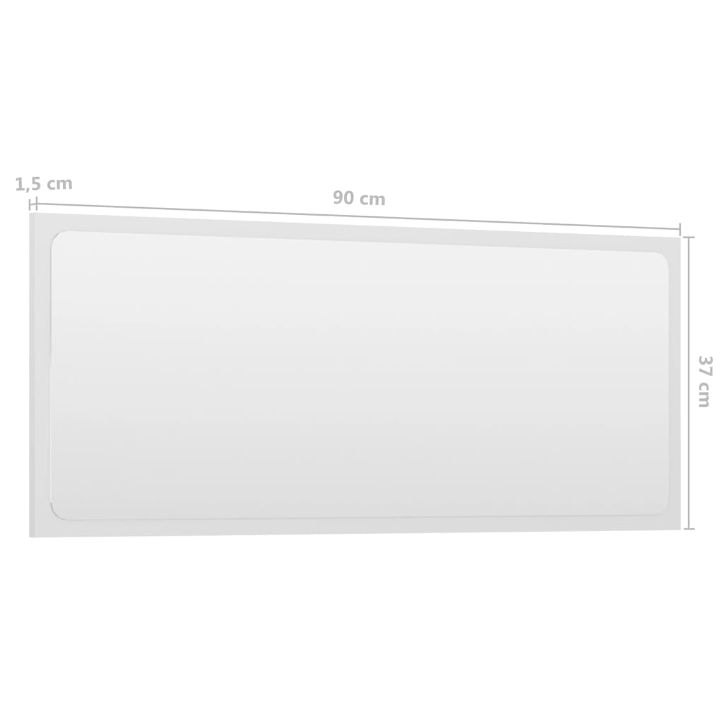 Bathroom Mirror High Gloss White 90x1.5x37 cm Engineered Wood - Newstart Furniture