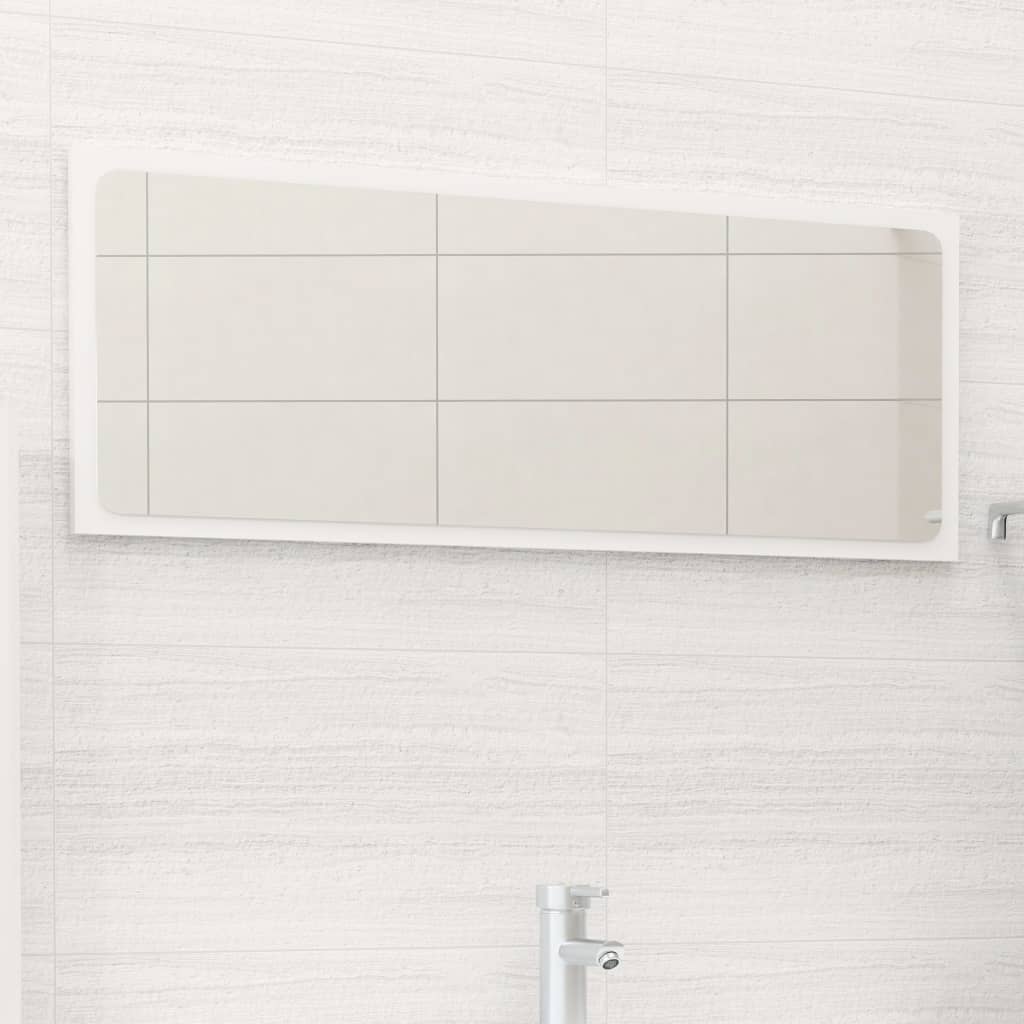 Bathroom Mirror High Gloss White 90x1.5x37 cm Engineered Wood - Newstart Furniture