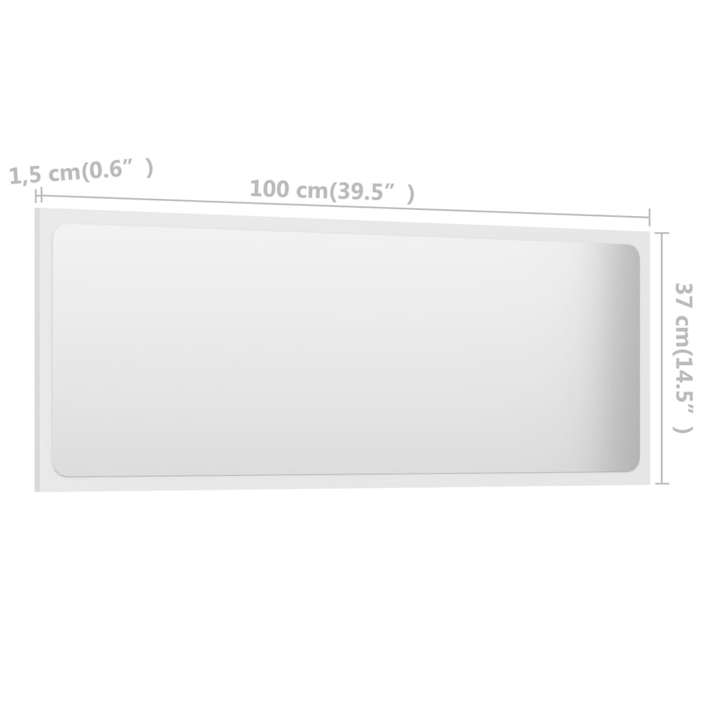 Bathroom Mirror White 100x1.5x37 cm Engineered Wood - Newstart Furniture