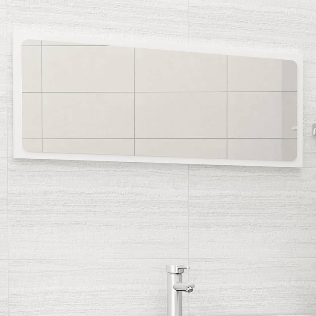 Bathroom Mirror High Gloss White 100x1.5x37 cm Engineered Wood - Newstart Furniture
