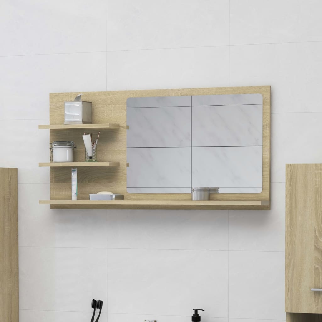 Bathroom Mirror Sonoma Oak 90x10.5x45 cm Engineered Wood - Newstart Furniture