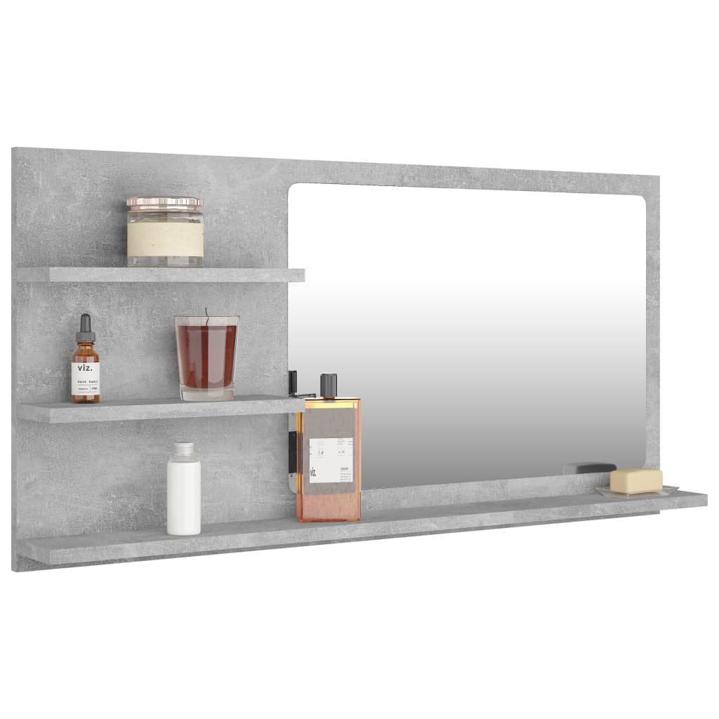Bathroom Mirror Concrete Grey 90x10.5x45 cm Engineered Wood - Newstart Furniture