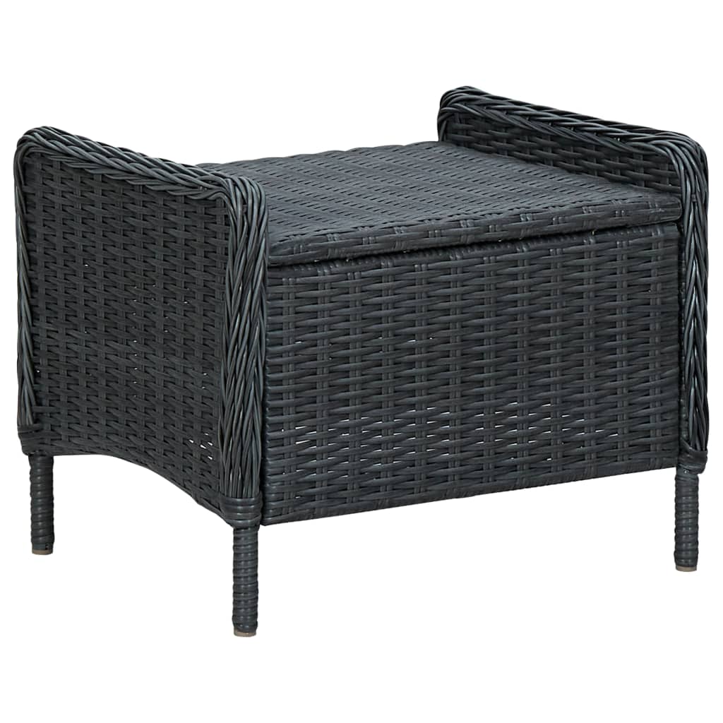 3 Piece Garden Lounge Set with Cushions Poly Rattan Dark Grey - Newstart Furniture