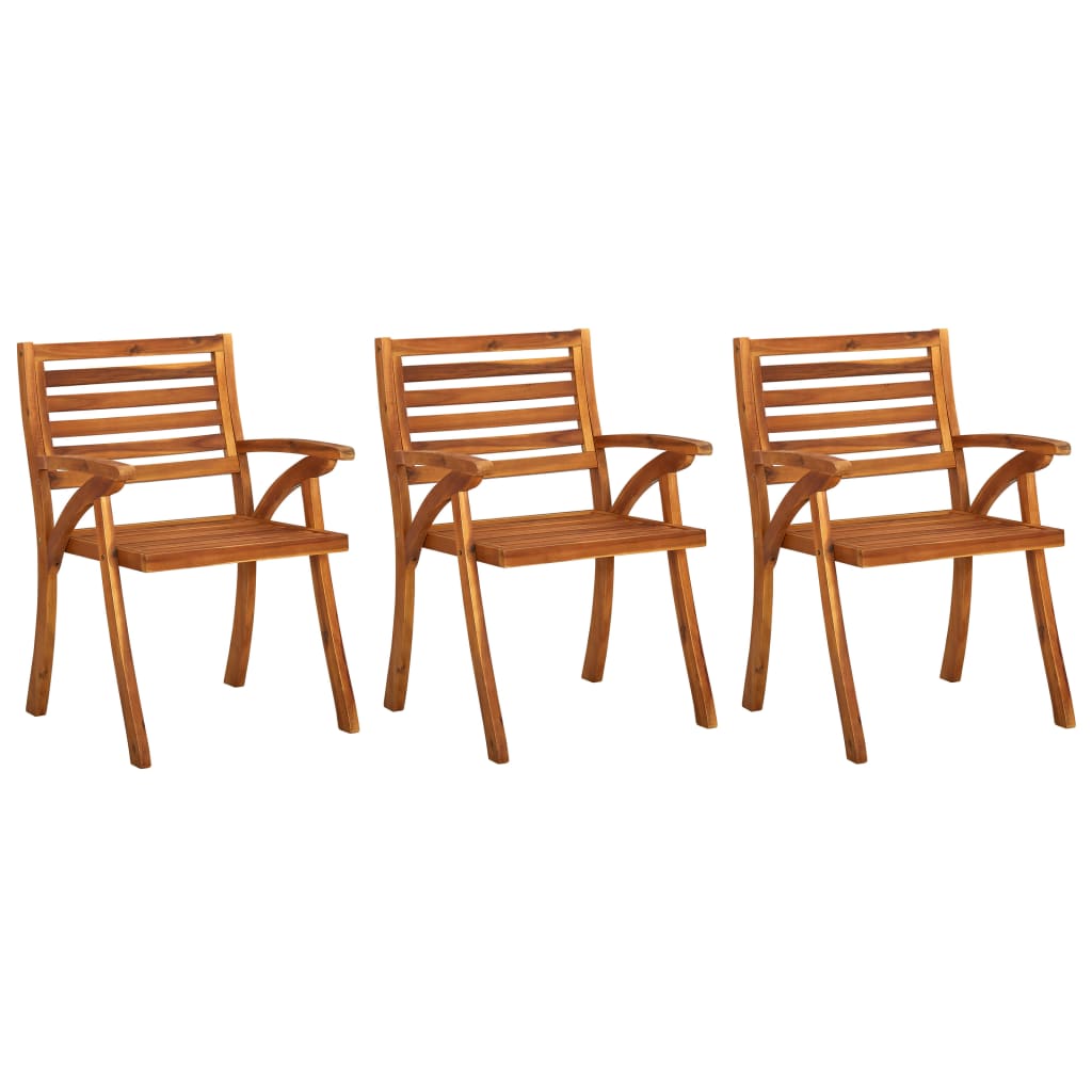 Garden Dining Chairs with Cushions 3 pcs Solid Acacia Wood - Newstart Furniture