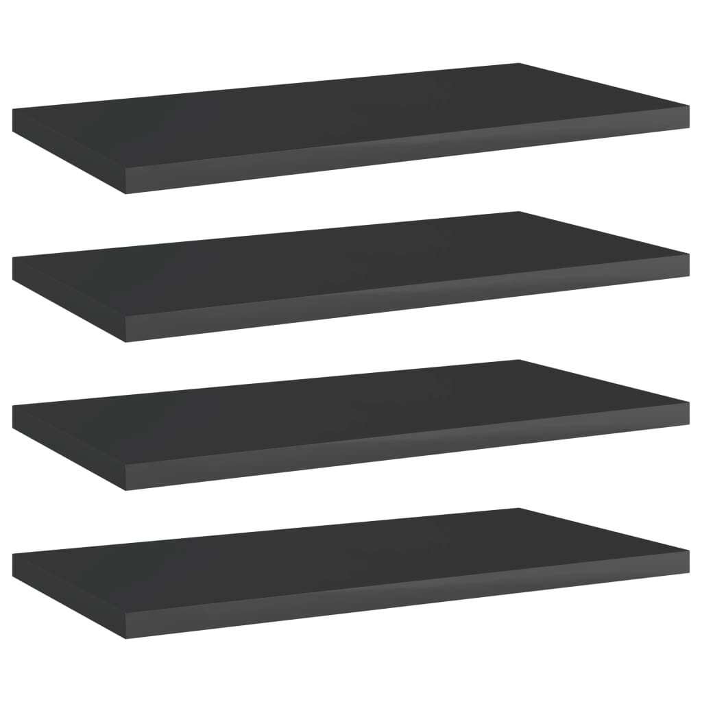 Bookshelf Boards 4 pcs High Gloss Black 40x20x1.5 cm Engineered Wood - Newstart Furniture