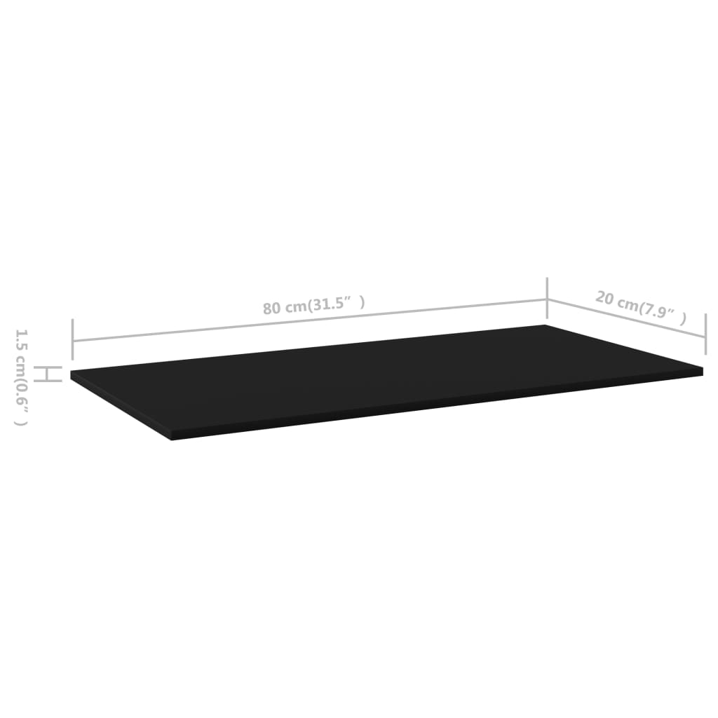 Bookshelf Boards 8 pcs Black 80x20x1.5 cm Engineered Wood - Newstart Furniture