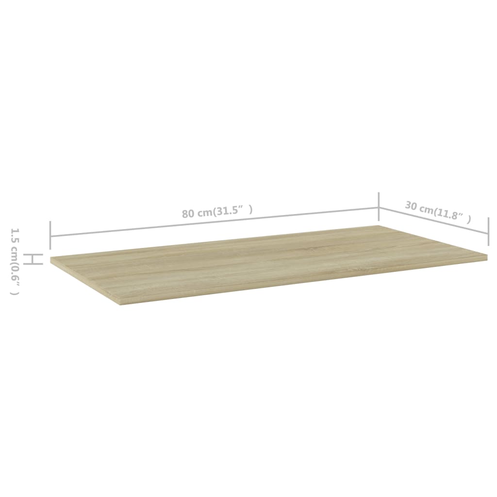 Bookshelf Boards 4 pcs Sonoma Oak 80x30x1.5 cm Engineered Wood - Newstart Furniture