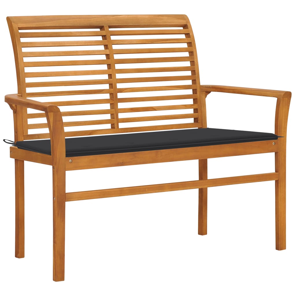 Garden Bench with Anthracite Cushion 112 cm Solid Teak Wood - Newstart Furniture