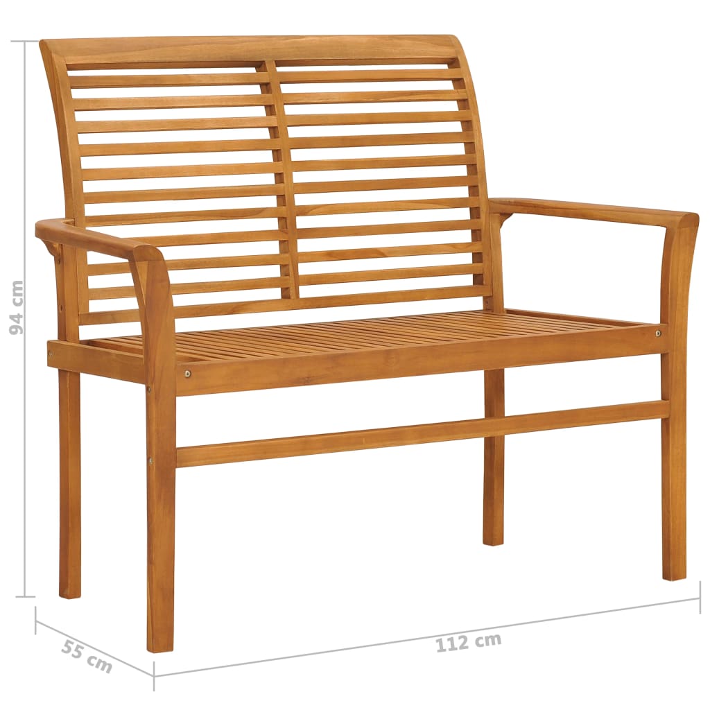 Garden Bench with Anthracite Cushion 112 cm Solid Teak Wood - Newstart Furniture