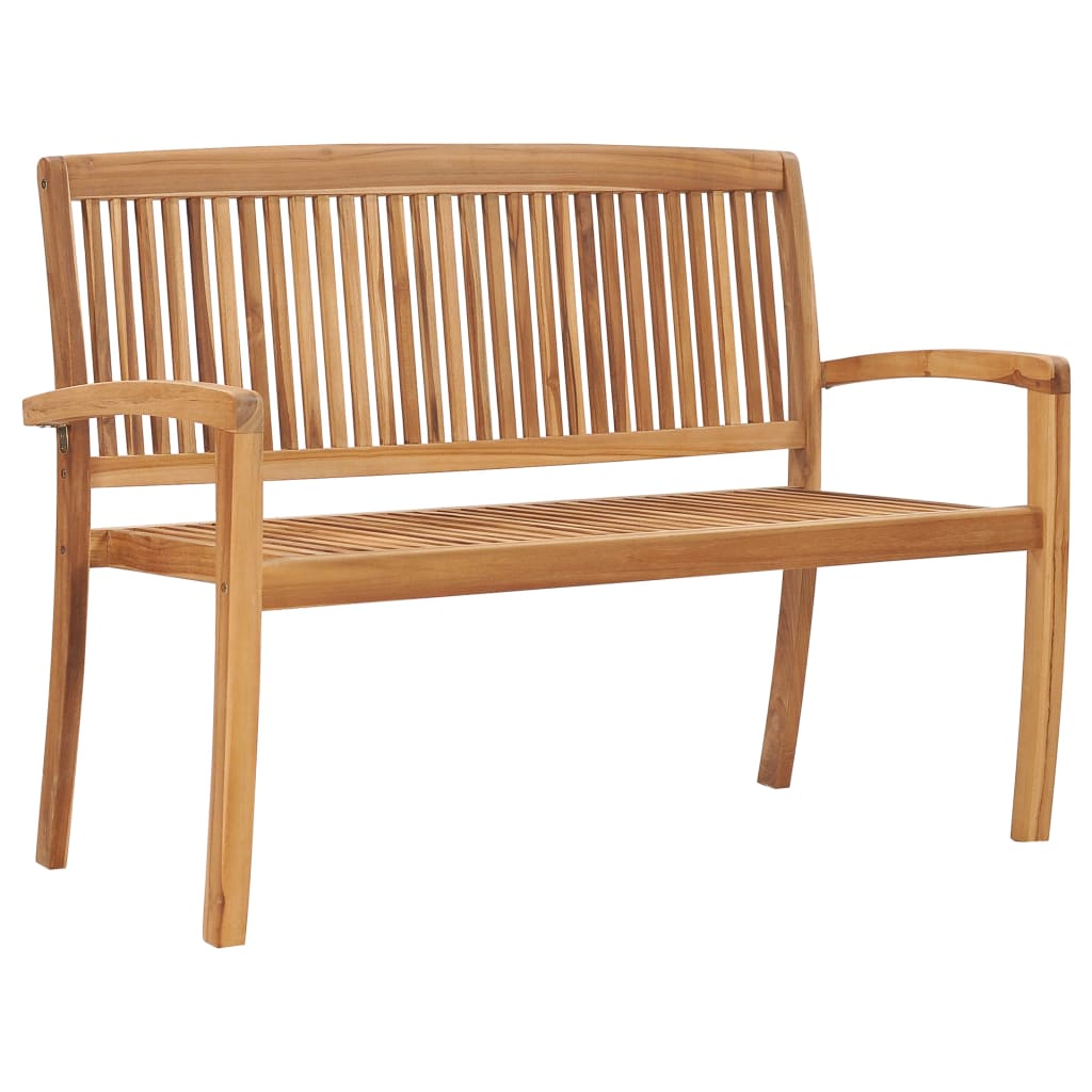 Stacking Garden Bench with Cushion 128.5 cm Solid Teak Wood - Newstart Furniture
