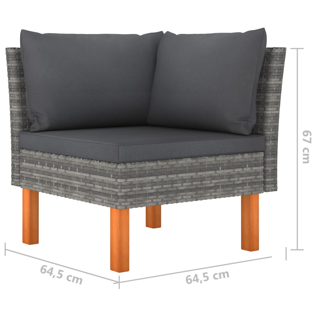 8 Piece Garden Lounge Set with Cushions Poly Rattan Grey - Newstart Furniture