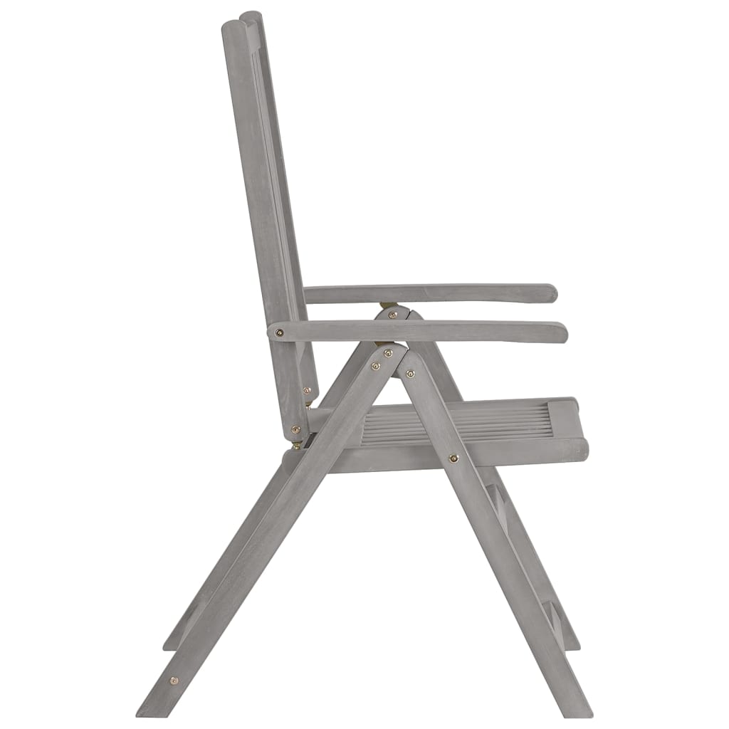 Garden Reclining Chairs 6 pcs Grey Solid Wood Acacia - Newstart Furniture