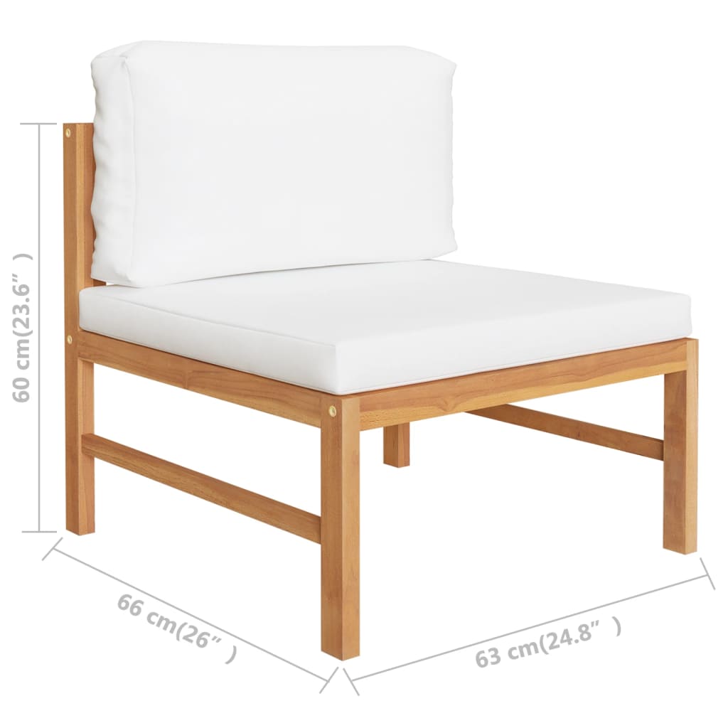 Middle Sofa with Cream Cushions Solid Teak Wood - Newstart Furniture