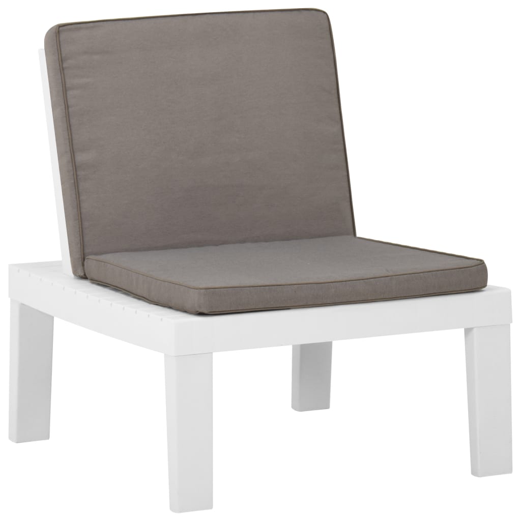 Garden Lounge Chair with Cushion Plastic White - Newstart Furniture