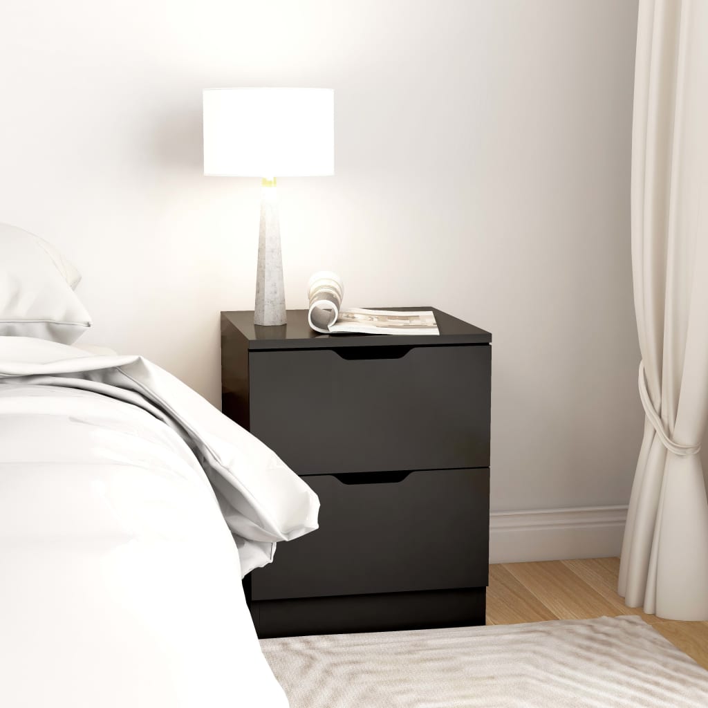Bedside Cabinets 2 pcs Black 40x40x50 cm Engineered Wood - Newstart Furniture
