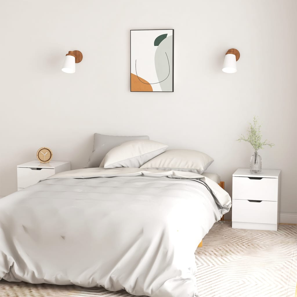 Bedside Cabinets 2 pcs High Gloss White 40x40x50 cm Engineered Wood - Newstart Furniture