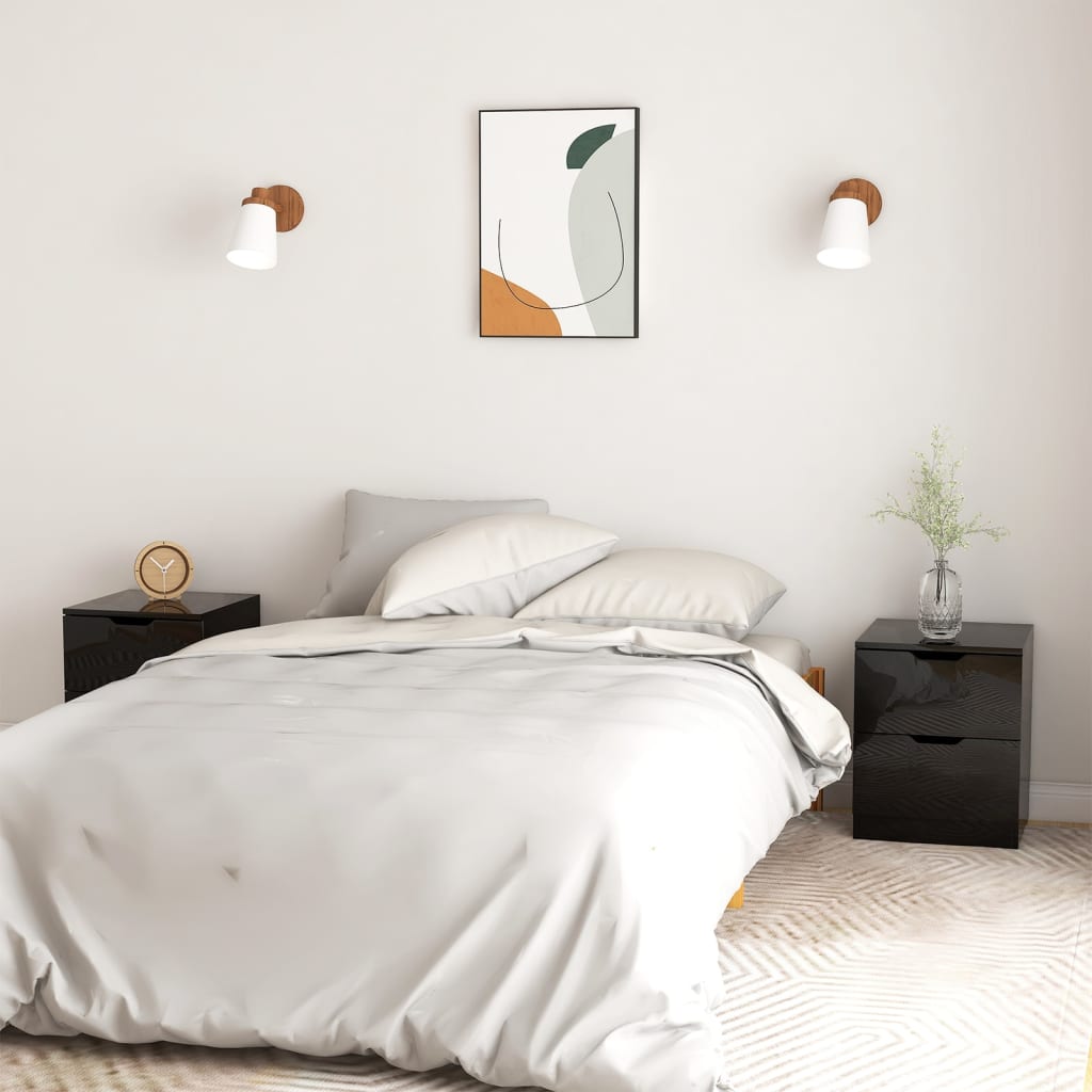 Bedside Cabinets 2 pcs High Gloss Black 40x40x50 cm Engineered Wood - Newstart Furniture
