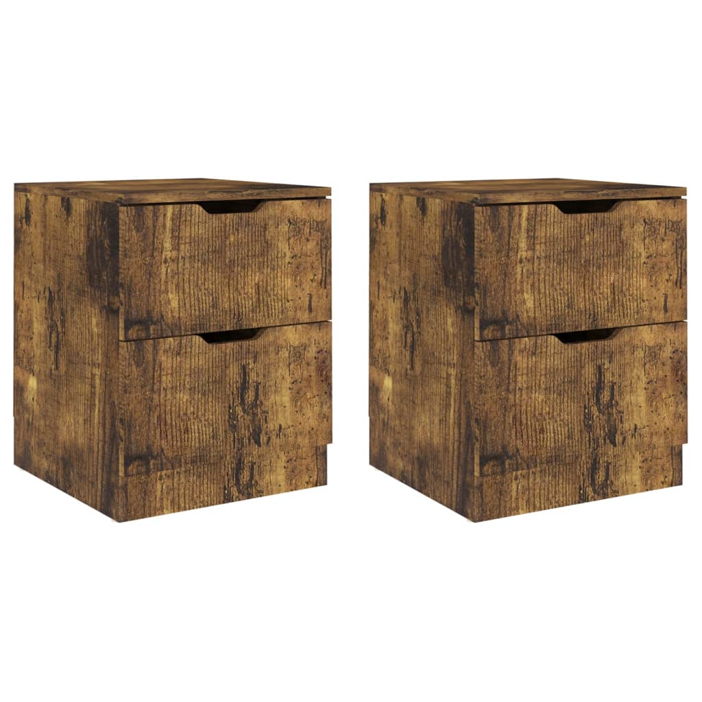 Bedside Cabinets 2 pcs Smoked Oak 40x40x50 cm Engineered Wood - Newstart Furniture