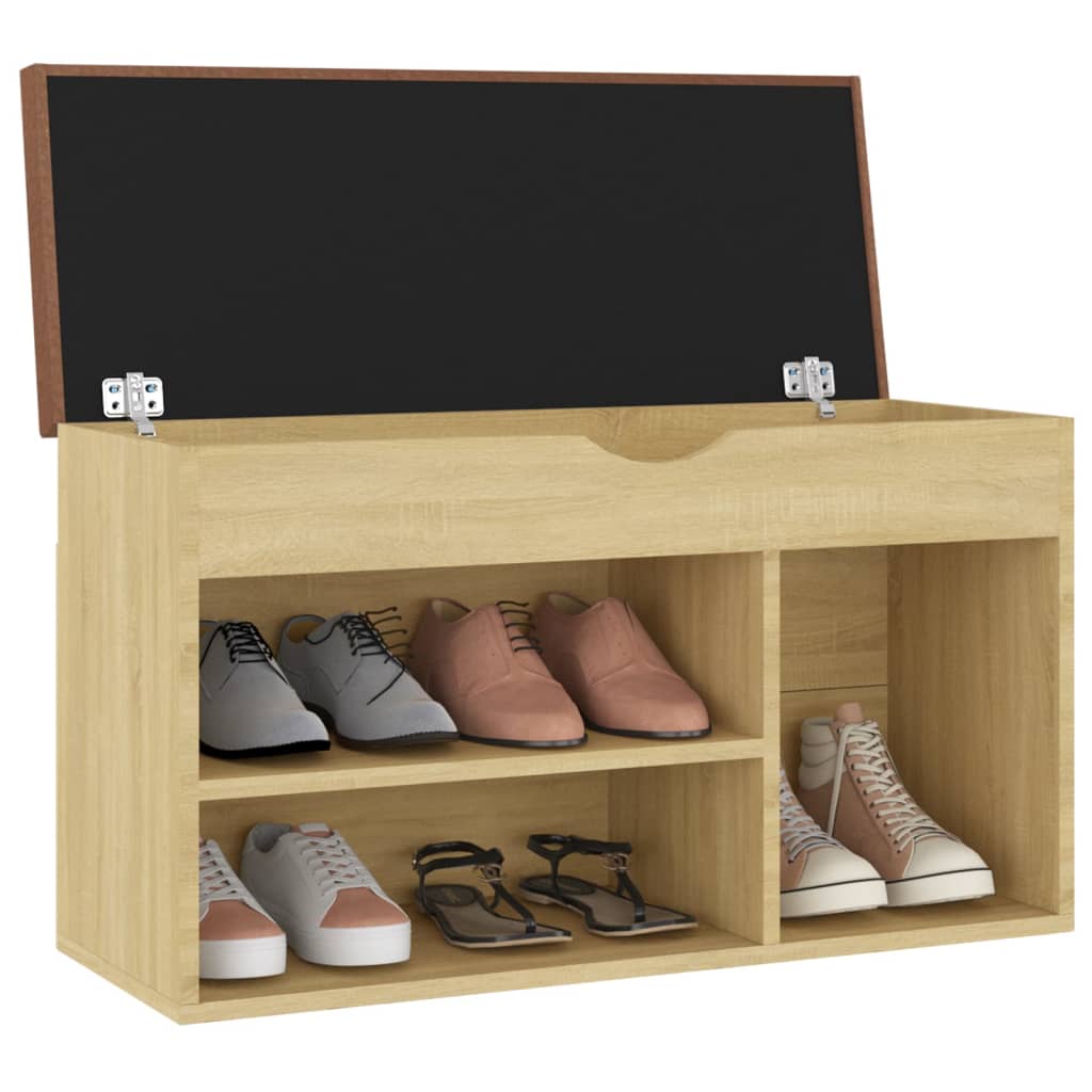 Shoe Bench with Cushion Sonoma Oak 80x30x47 cm Engineered Wood - Newstart Furniture