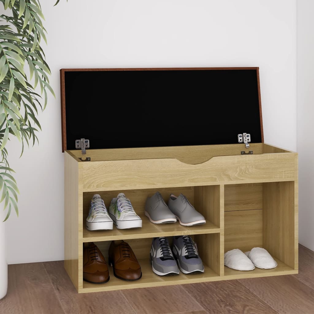 Shoe Bench with Cushion Sonoma Oak 80x30x47 cm Engineered Wood - Newstart Furniture