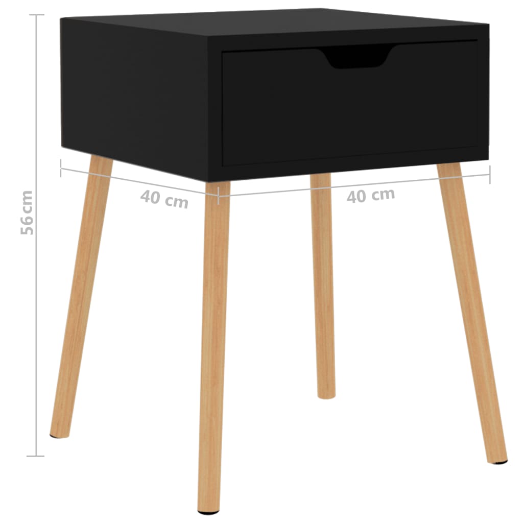 Bedside Cabinet Black 40x40x56 cm Engineered Wood - Newstart Furniture