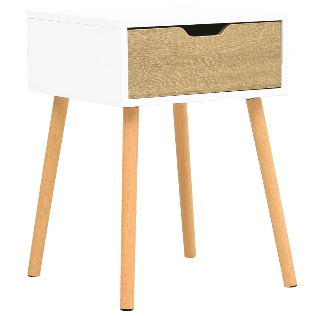 Bedside Cabinet White & Sonoma Oak 40x40x56 cm Engineered Wood - Newstart Furniture