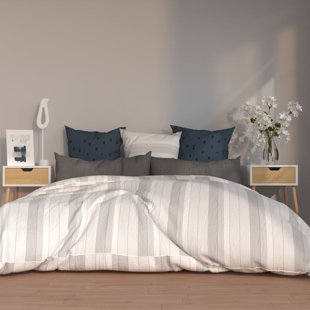 Bedside Cabinets 2 pcs White & Sonoma Oak 40x40x56 cm Engineered Wood - Newstart Furniture