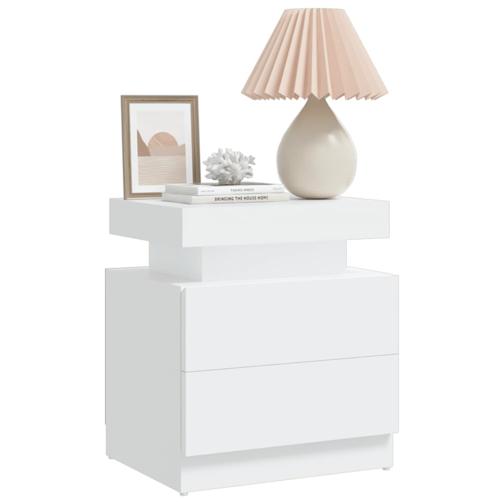 Bedside Cabinet White 45x35x52 cm Engineered Wood - Newstart Furniture