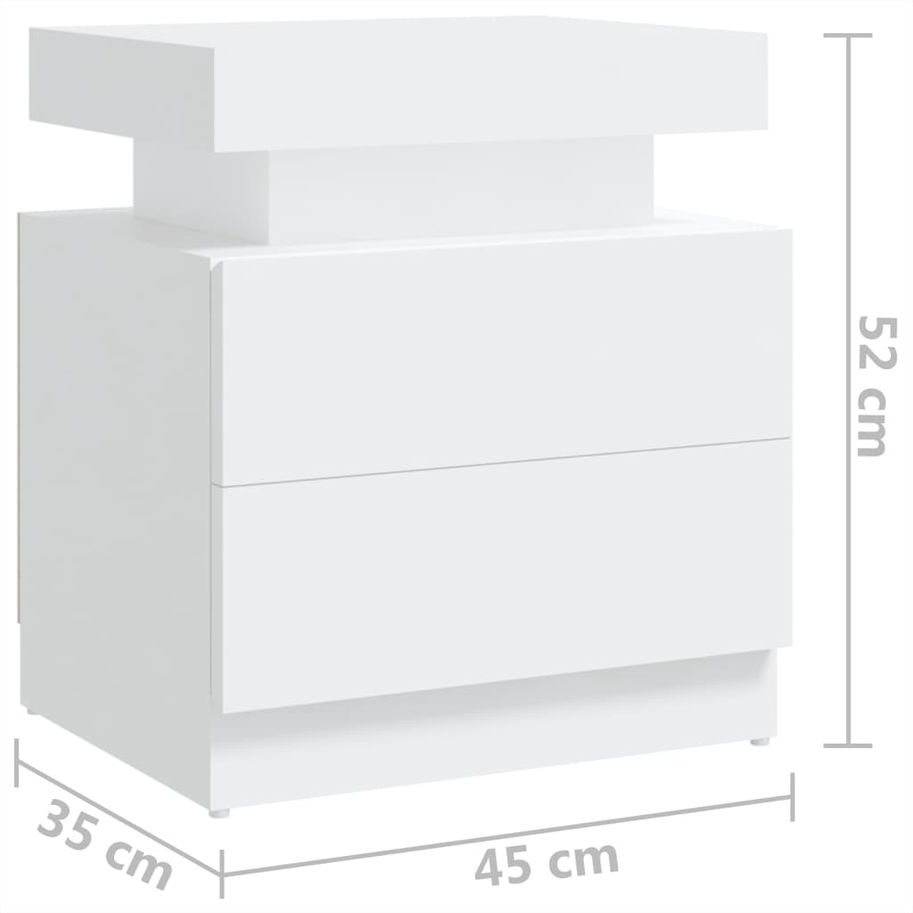 Bedside Cabinet White 45x35x52 cm Engineered Wood - Newstart Furniture