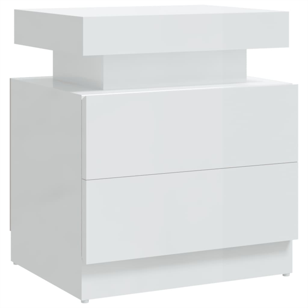 Bedside Cabinet High Gloss White 45x35x52 cm Engineered Wood - Newstart Furniture