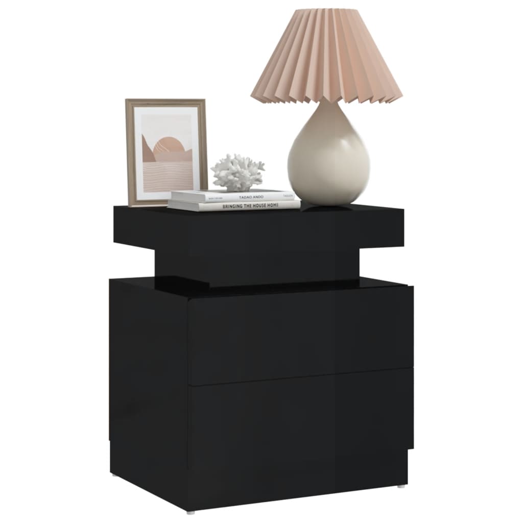 Bedside Cabinet High Gloss Black 45x35x52 cm Engineered Wood - Newstart Furniture