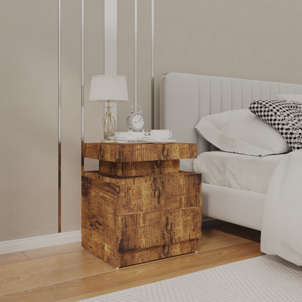 Bedside Cabinet Smoked Oak 45x35x52 cm Engineered Wood - Newstart Furniture