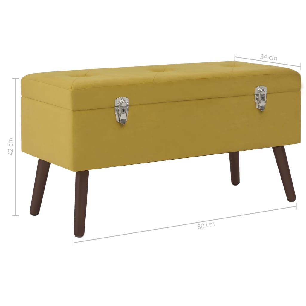Bench with Storage Compartment Mustard Yellow 80 cm Velvet - Newstart Furniture
