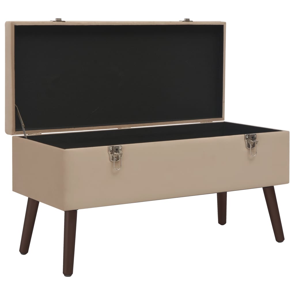 Bench with Storage Compartment Beige 80 cm Velvet - Newstart Furniture