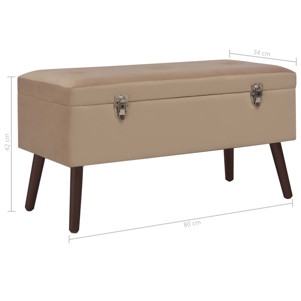 Bench with Storage Compartment Beige 80 cm Velvet - Newstart Furniture