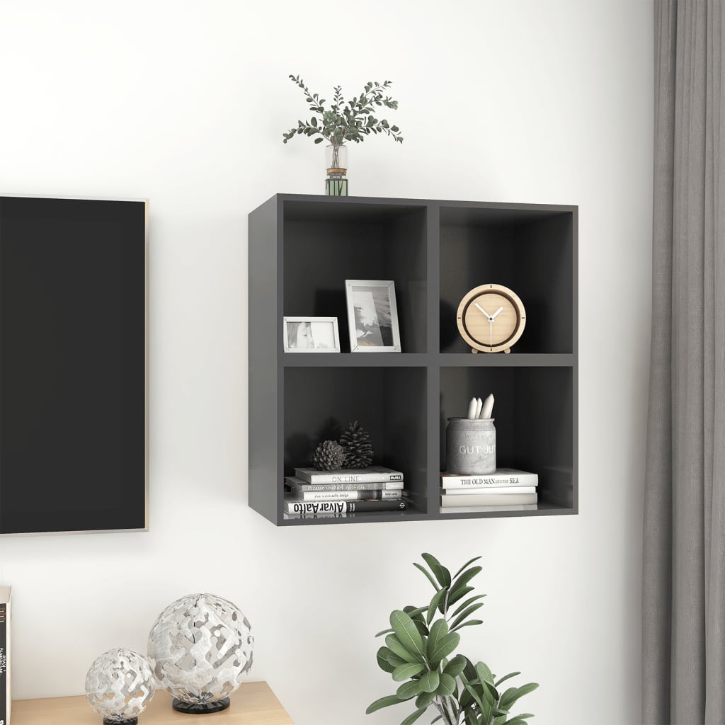 Wall Cabinets 4 pcs Grey 37x37x37 cm Engineered Wood - Newstart Furniture