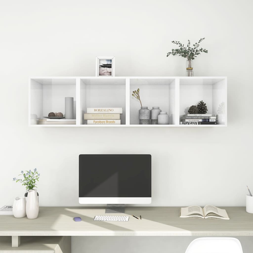 Wall Cabinets 4 pcs High Gloss White 37x37x37 cm Engineered Wood - Newstart Furniture